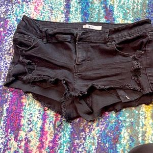 Black distress shorts